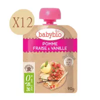 【法國Babybio 】生機蘋果草莓纖果泥90gX12 《 嬰幼兒副食品》 - 比價