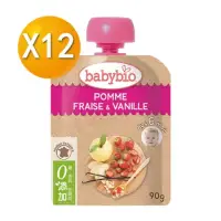 法國Babybio 生機蘋果草莓纖果泥90gX12 - 比價