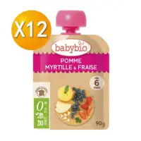 法國Babybio 生機蘋果藍莓草莓纖果泥90gX12 - 比價
