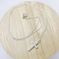 金泰源銀樓 純銀 925 銀 十字架 十字 素面 滿鑽 鋯石 蘇聯鑽 項鍊 墜子 小十字架 吊墜 女生 套鍊 JH27 - 比價