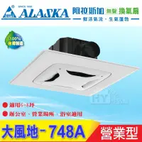 含稅 阿拉斯加 大風地-748A 營業型 無聲換氣扇 輕鋼架通風扇110V 大風地 748A 非748S大風門 營業型